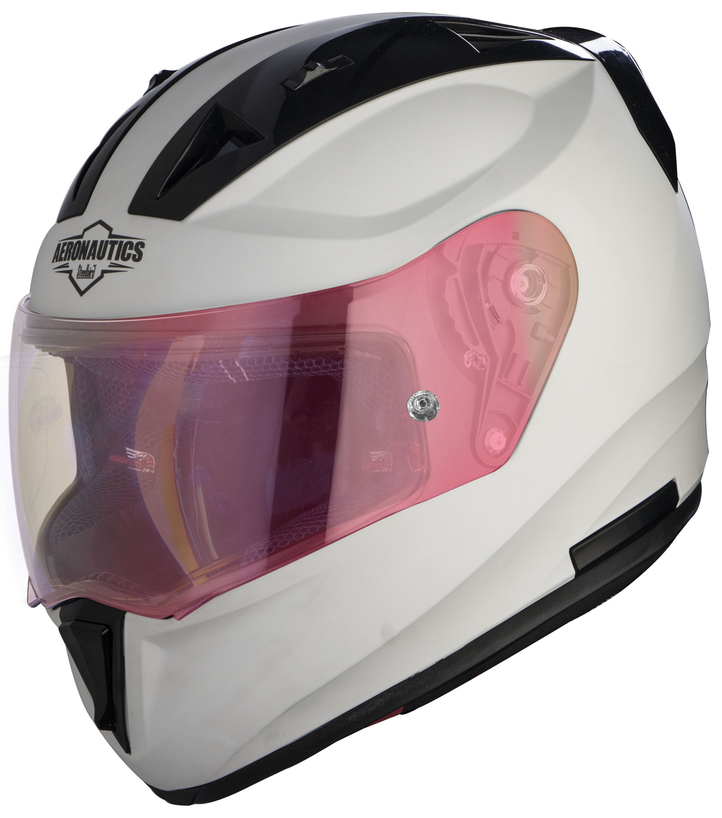 SA-1 Aeronautics Mat White With Anti-Fog Shield Gold Night Vision Visor